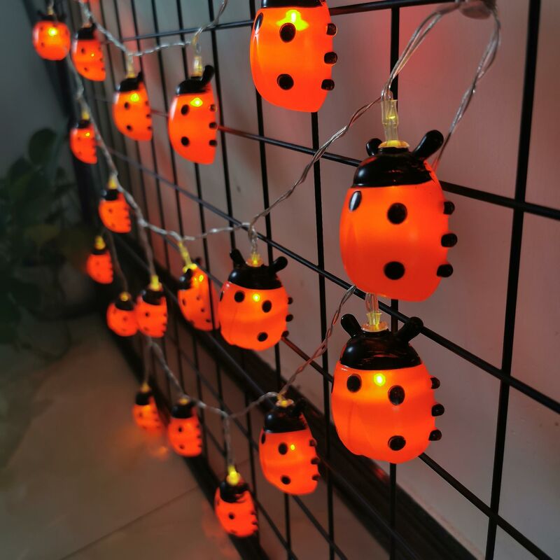 foto del prodotto fortuneville string lights, luci stringa coccinella lunghe 19,6 piedi con 40 luci, luci per insetti a barra luminosa impermeabili per decorazioni