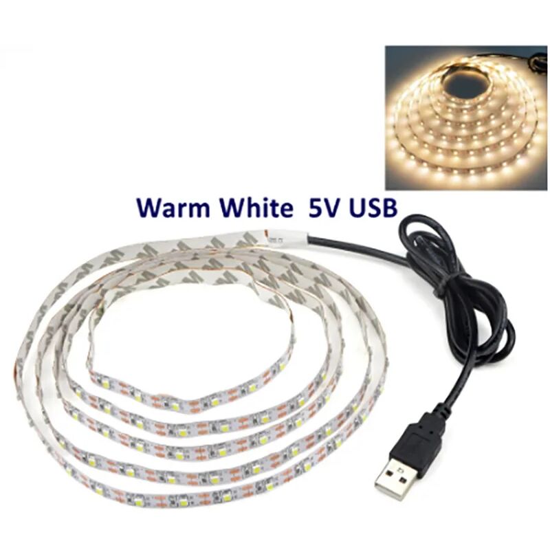 foto del prodotto fortuneville strisce led usb 5v 2835 bianco caldo striscia led bianca a nastro tv striscia illuminazione di sfondo decorazione per la casa lampada