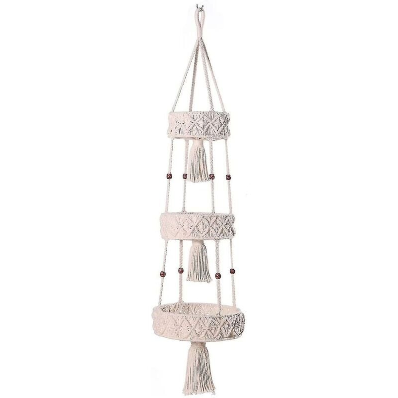 foto del prodotto fortuneville supporto per piante macaron cesto di frutta intrecciato fioriera sospesa beige da 119 cm