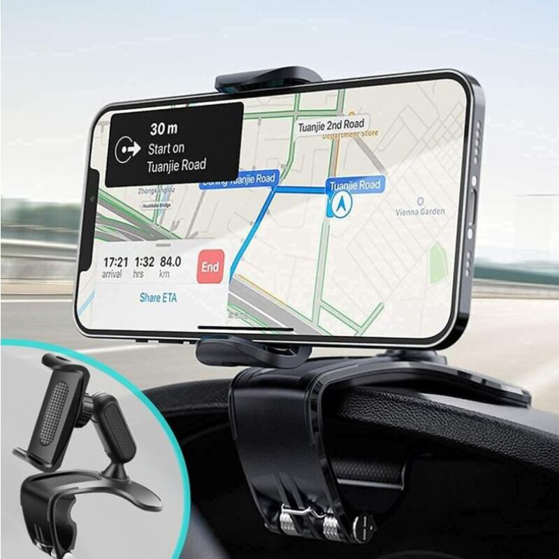 foto del prodotto fortuneville supporto per telefono da auto, supporto multifunzionale per specchietto retrovisore da cruscotto con morsetto a molla regolabile a