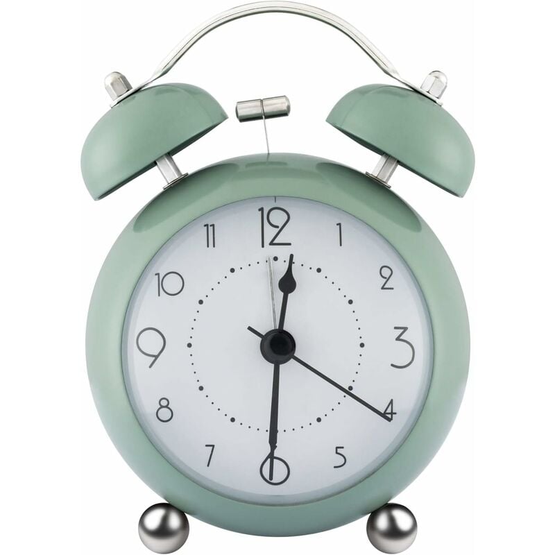 foto del prodotto fortuneville sveglia a doppia campana retr senza ticchettio mini orologio rotondo convesso da 3,34 pollici con luce notturna ampio display