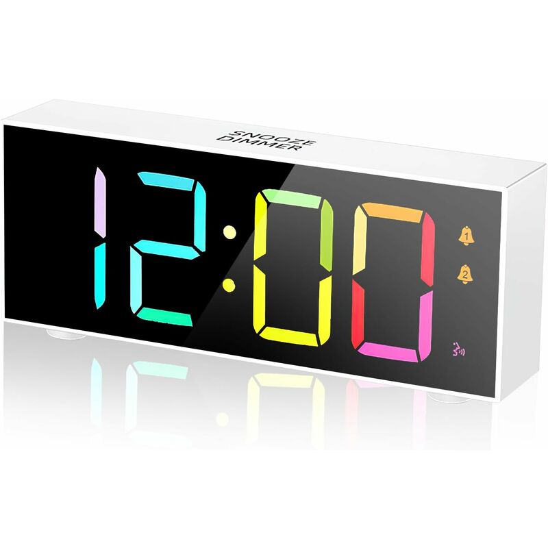 foto del prodotto fortuneville sveglia digitale, 8 sveglie colorate da comodino rgb con doppio allarme alimentazione di rete snooze luminosit regolabile controllo
