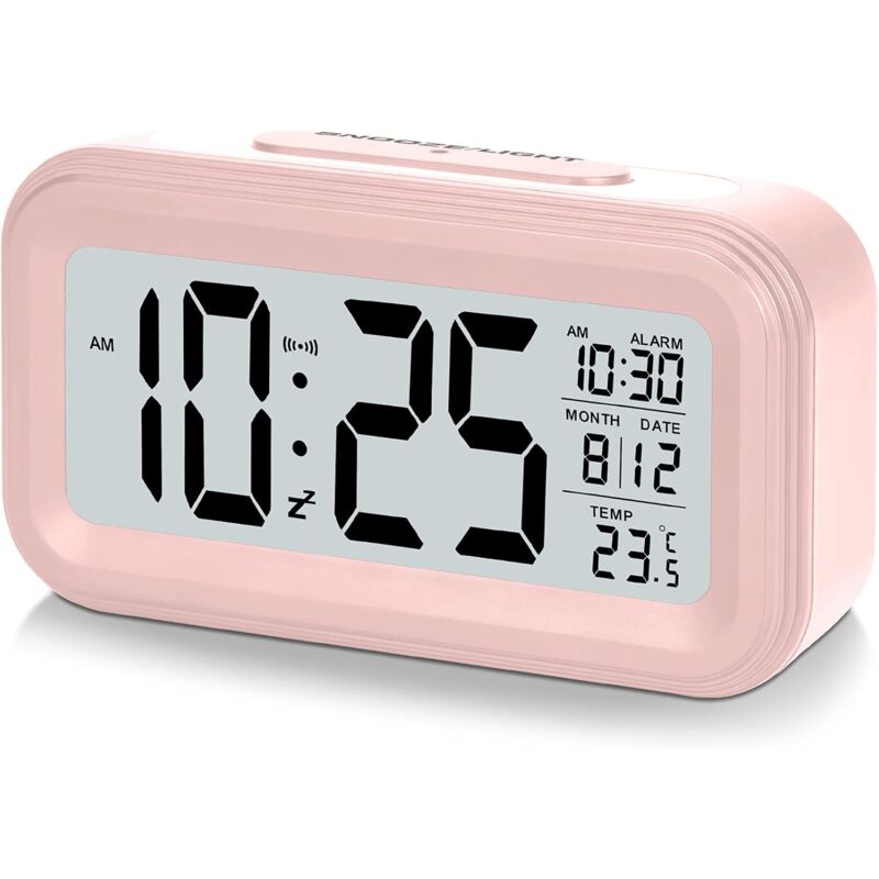 foto del prodotto fortuneville sveglia digitale intelligente, orologio da tavolo con schermo lcd da 4,3 con snooze, data, temperatura, 12 24 ore, sveglia