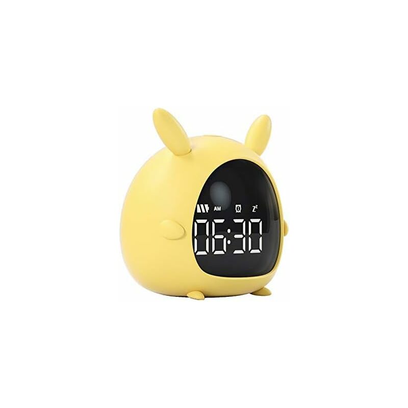 foto del prodotto fortuneville sveglia digitale per bambini, funzione snooze creativa, sveglia silenziosa, nessun ticchettio, sveglia per camera da letto giallo 