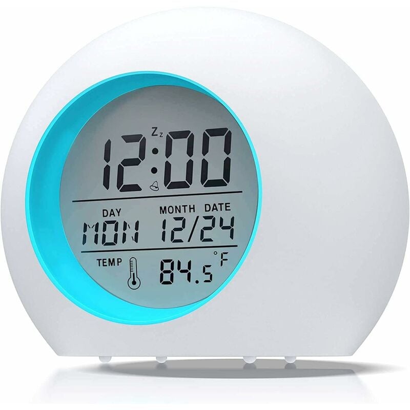 foto del prodotto fortuneville sveglia digitale per bambini, sveglia a led per bambini 7 colori funzione snooze con luce notturna per ragazze e ragazzi