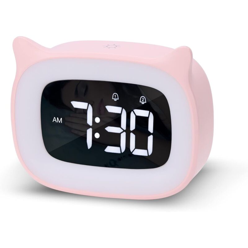 foto del prodotto fortuneville sveglia digitale, sveglia per bambini, sveglia con luci, luce notturna a led per bambini, orologio da scrivania senza tick, regali di