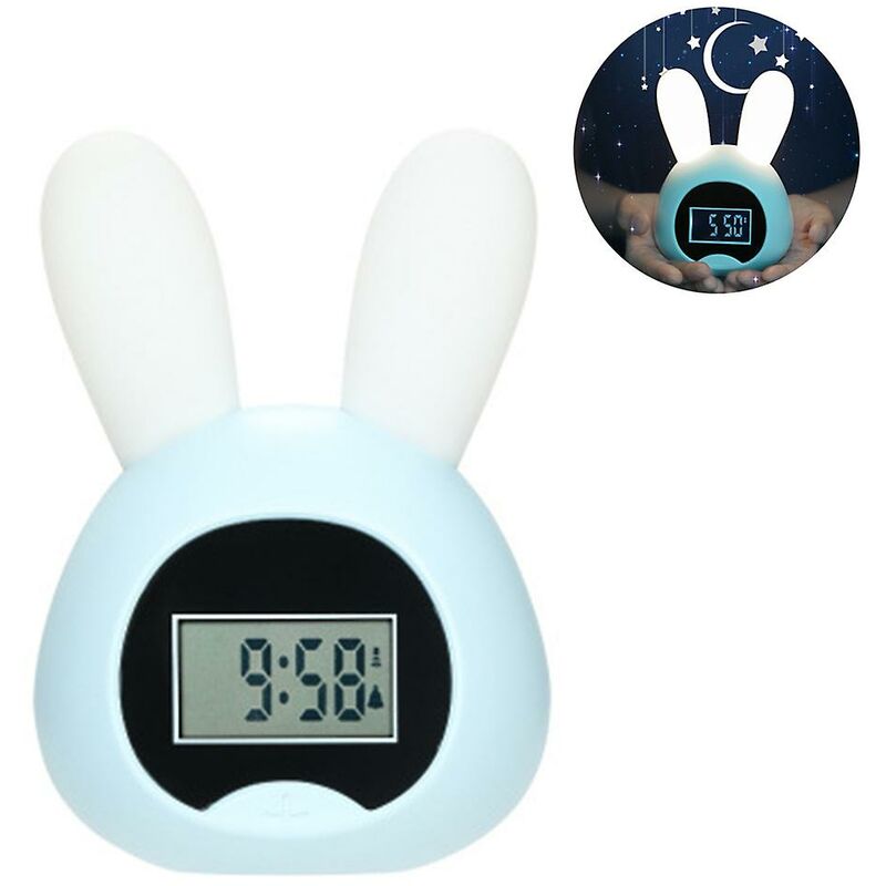 foto del prodotto fortuneville sveglia leggera per bambini sveglia sveglia con coniglio usb led sveglia sveglia lampada da comodino con coniglio creativo sveglia