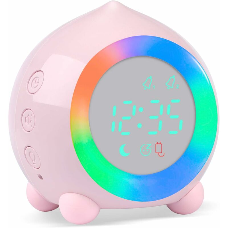 foto del prodotto fortuneville sveglia per bambini light up digital led sveglia luce notturna ragazza ragazzi giorno notte bambini volume regolabile snooze sveglia