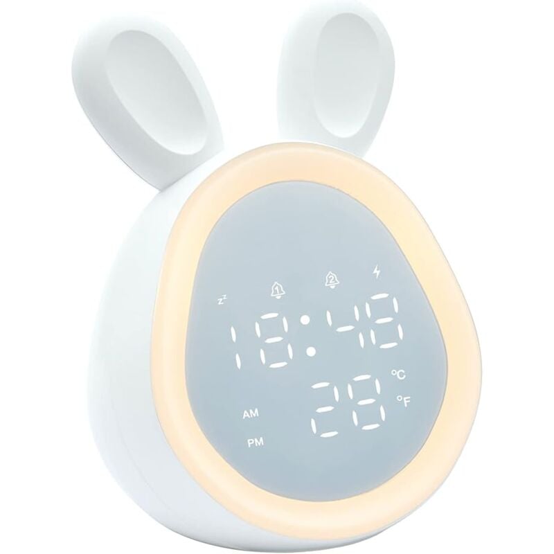 foto del prodotto fortuneville sveglia per bambini simpatico coniglio orologio digitale orologio con controllo vocale alimentato tramite usb con 6 suonerie orologio