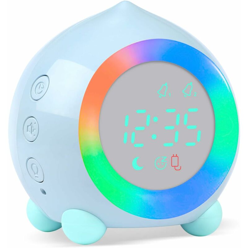 foto del prodotto fortuneville sveglia per bambini sveglia digitale simulatore di alba digitale sveglia per bambini per ragazze ragazzi con luci colorate sveglia
