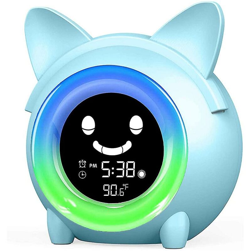 foto del prodotto fortuneville sveglia per cameretta dei bambini, orologio per allenamento del sonno per bambini, sveglia con luce notturna a 5 colori, macchina del