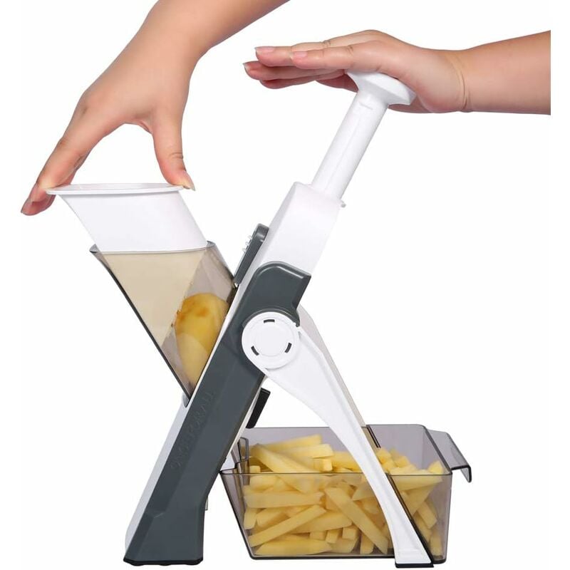 foto del prodotto fortuneville tagliaverdure multifunzione con lame in acciaio inossidabile, mandolina da cucina manuale, tagliaverdure a spiralizzatore per chef e