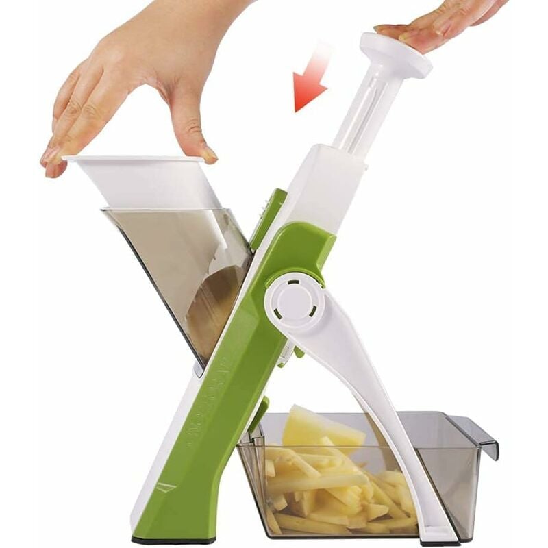 foto del prodotto fortuneville tagliaverdure multifunzione con lame in acciaio inossidabile, mandolina da cucina manuale, tagliaverdure a spiralizzatore per chef e
