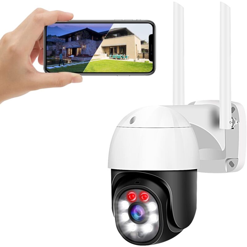 foto del prodotto fortuneville telecamera di sicurezza ip esterna 1080p telecamera di sicurezza panoramica inclinabile vista a 360 visione di tracciamento del