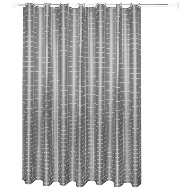 foto del prodotto fortuneville tenda da doccia 180x180 cm con fibbia in acciaio inossidabile 12 ganci set di tende da bagno in peva con griglia grigia per dormitorio