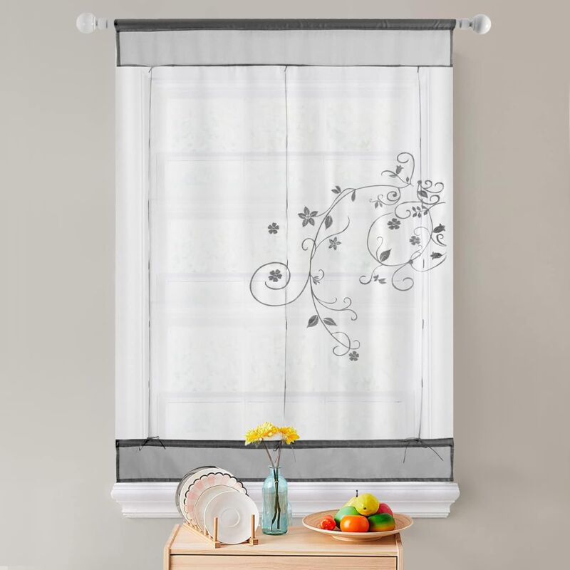 foto del prodotto fortuneville tenda ricamata floreale tende a pacchetto camera da letto bagno balcone decorazione 80x100cm, grigio 