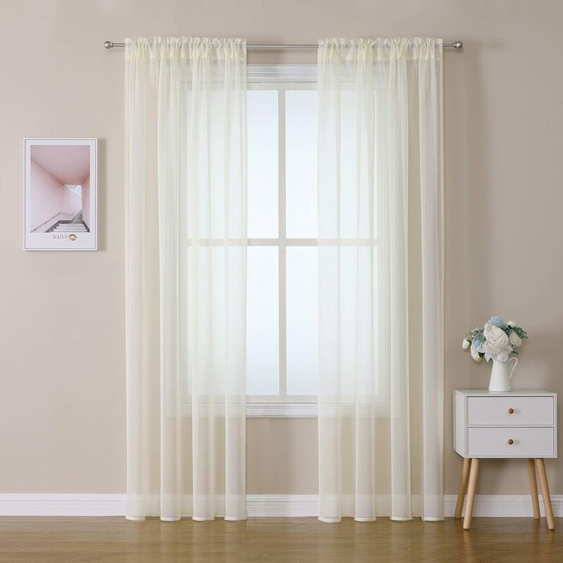 foto del prodotto fortuneville tende 2 pannelli trasparenti in voile con passanti morbidi finestre per camera da letto e soggiorno 140x175cm giallo chiaro