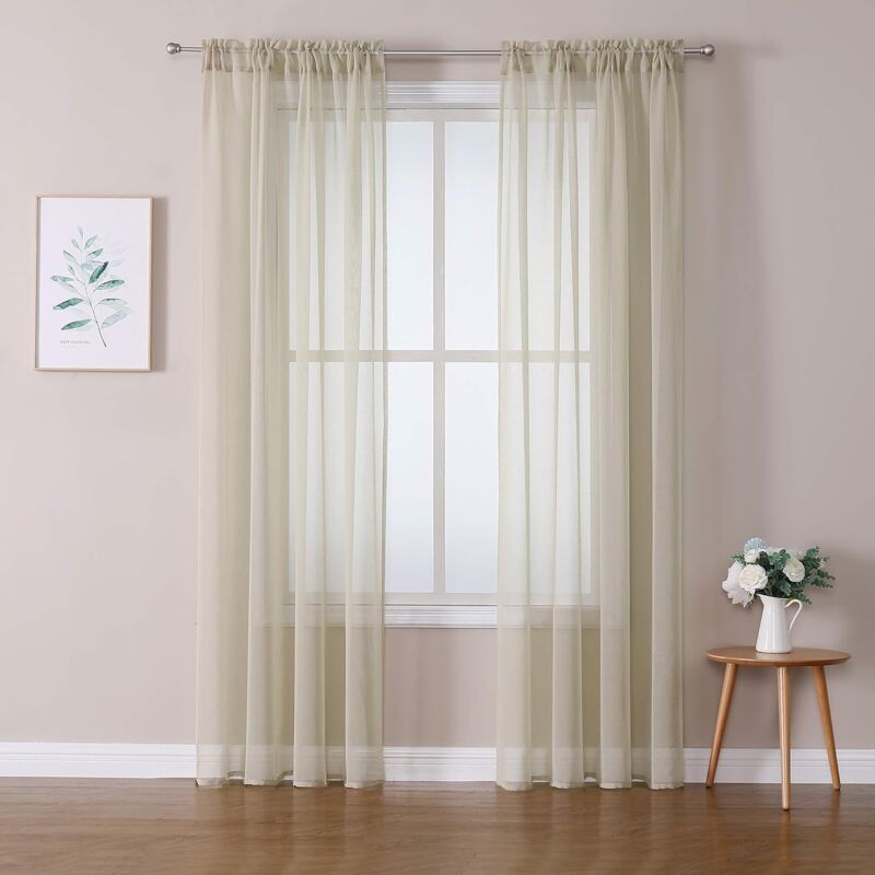 foto del prodotto fortuneville tende 2 pannelli trasparenti in voile con passanti morbidi finestre per camera da letto e soggiorno 140x245cm beige