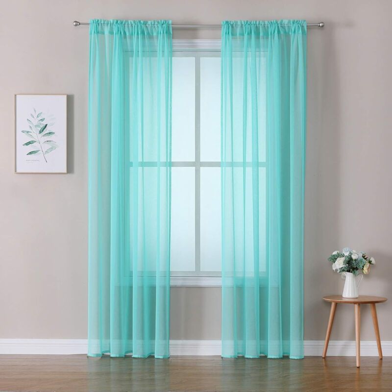 foto del prodotto fortuneville tende 2 pannelli trasparenti in voile con passanti morbidi finestre per camera da letto e soggiorno 140x245cm turchesse