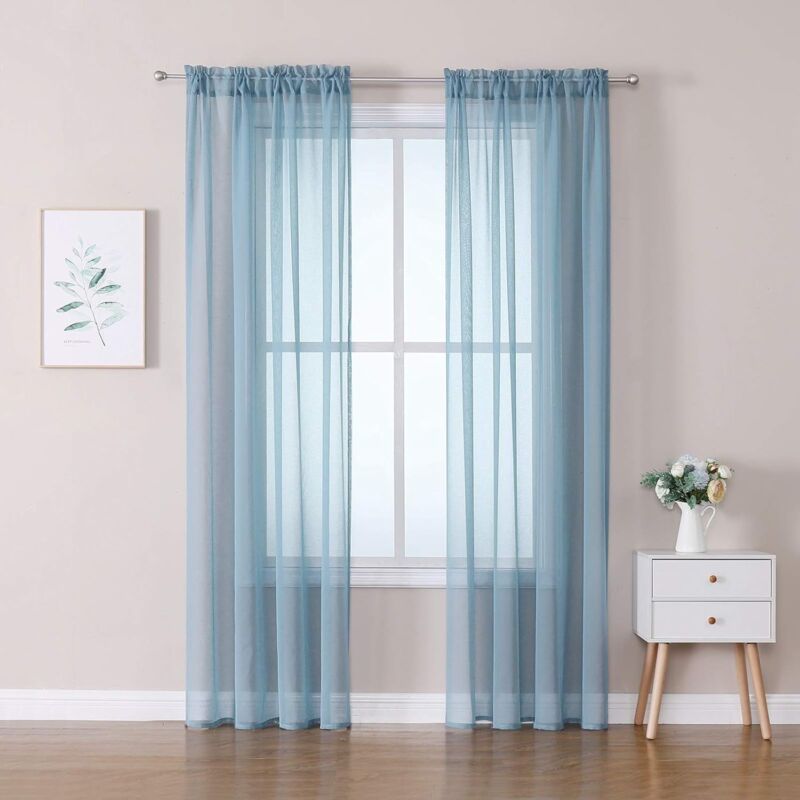 foto del prodotto fortuneville tende 2 pannelli trasparenti in voile con passanti morbidi finestre per camera da letto e soggiorno 140x260cm blu acciaio