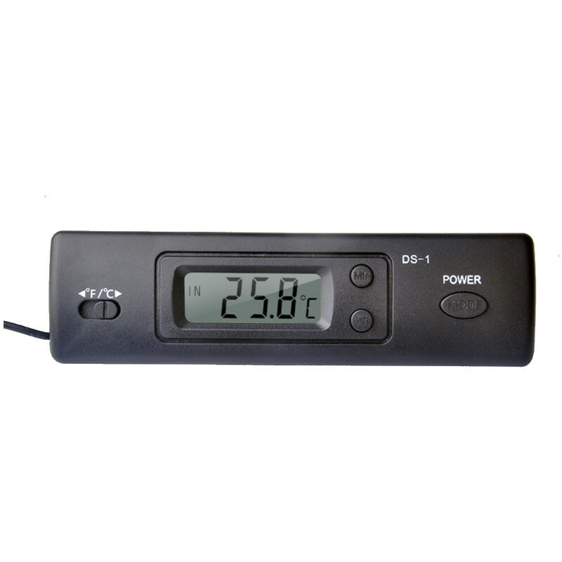 foto del prodotto fortuneville termometro mini termometro auto termometro elettronico con funzione ora display con sonda ds 1, nero nero