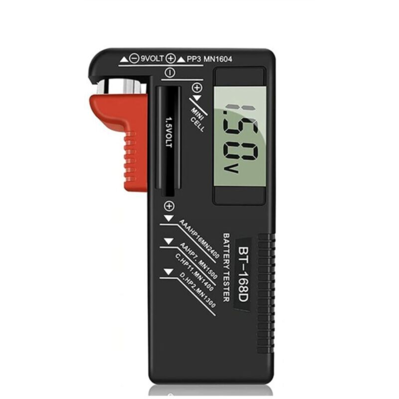 foto del prodotto fortuneville tester batteria digitale tester batteria universale tester batteria per batterie a bottone aa aaa cd pp3 9v 1.5v funziona senza
