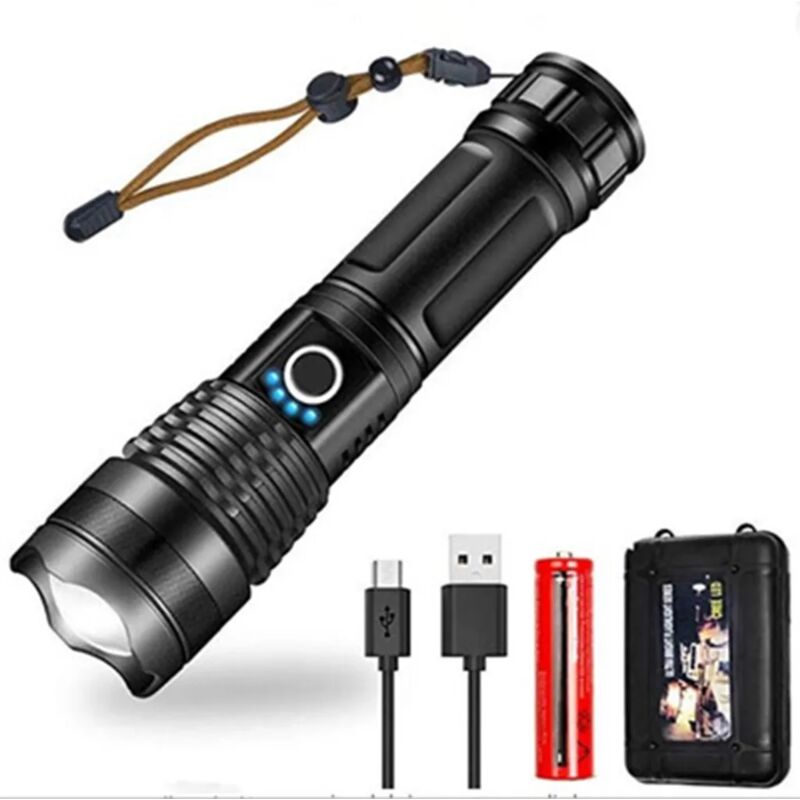 foto del prodotto fortuneville torcia a led estremamente luminosa torcia a lumen ricaricabile ipx4 impermeabile 5 modalit di illuminazione torcia tattica estensibile