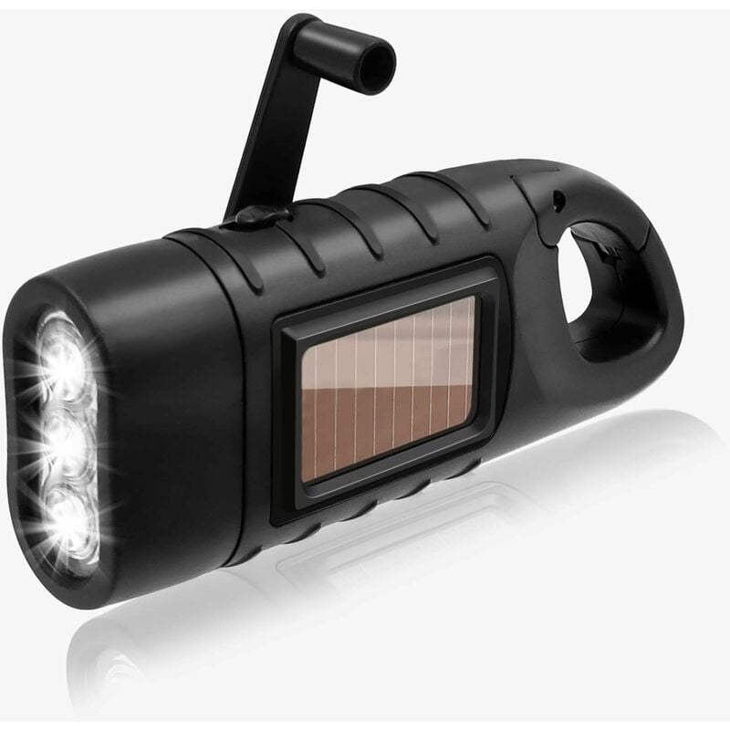 foto del prodotto fortuneville torcia solare, torcia a manovella, lampada led portatile ad energia solare, torcia di emergenza a led ricaricabile per interruzione di