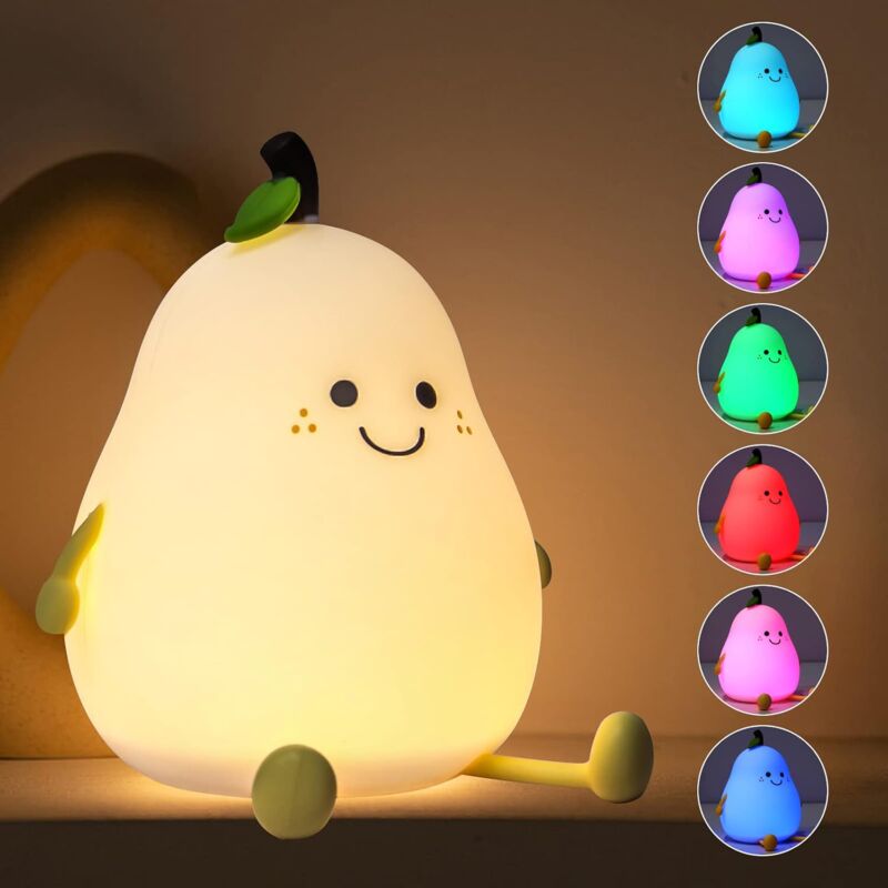 foto del prodotto fortuneville touch night light, lampada da comodino per bambini, silicone dimmerabile 7 colori, funzione timer, controllo touch, luce notturna a