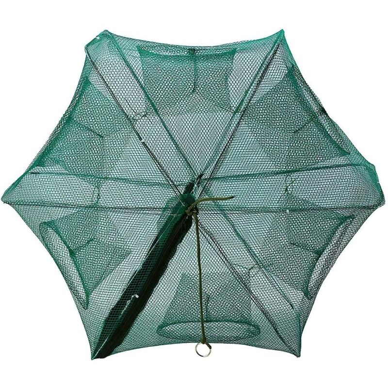 foto del prodotto fortuneville trappola da pesca rete da pesca retrattile pieghevole 6 fori per pesci gamberetti granchi gamberi crawdad 1pz