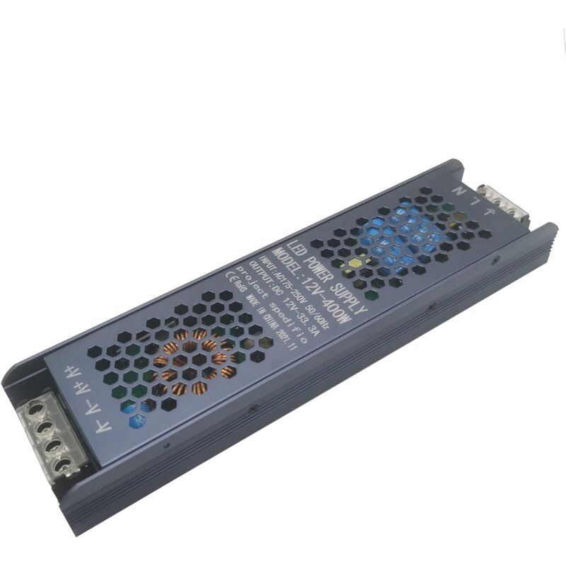 foto del prodotto fortuneville trasformatore led monopezzo 12v 400w trasformatore per interni a bassa tensione per ciabatta led sottile a tensione costante