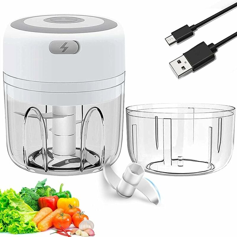 foto del prodotto fortuneville trita aglio elettrico trita cipolla trita cipolle mini tritatutto multi tritatutto spremi aglio usb ricaricabile per carne, cipolle,