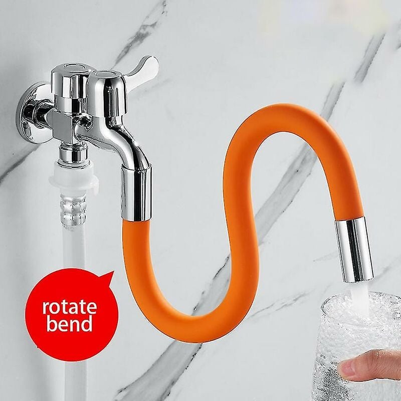 foto del prodotto fortuneville tubo di prolunga del gadget del rubinetto dell acqua regolabile a 360 gradi con prolunga arancione