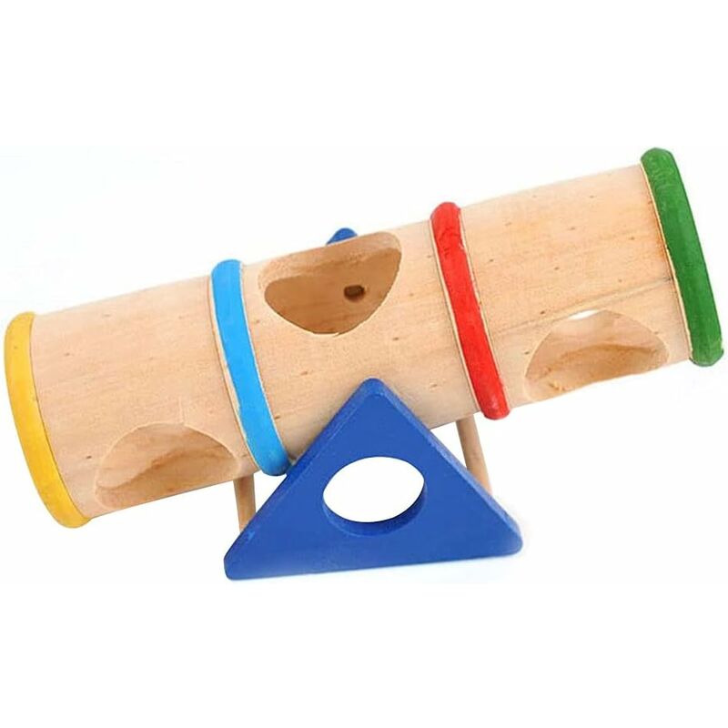 foto del prodotto fortuneville - tunnel per criceti oscillanti in legno - giocattolo divertente per palestra, famiglia - piattaforma di gioco con criceto nano, piccolo animale domestico (colore, lunghezza: 16,8 larghezza: 7,8 altezza