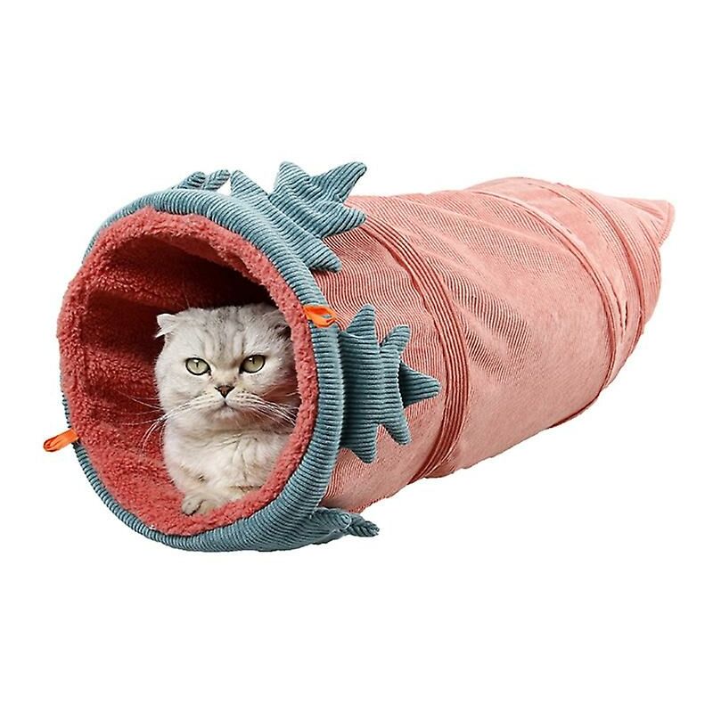 foto del prodotto fortuneville tunnel per gatti, tubo per animali domestici tunnel per gatti, allenamento sportivo in velluto a coste pieghevole rosso