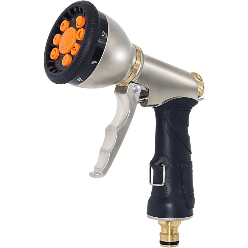 foto del prodotto fortuneville ugello per tubo in metallo resistente con 9 modalit regolabili pistola antiscivolo per pulizia, irrigazione del giardino, lavaggio