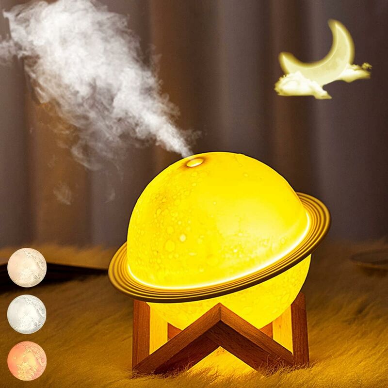 foto del prodotto fortuneville umidificatore, umidificatore per aromaterapia, diffusore di oli essenziali per 2 modalit nebbia e 3 modalit luce, funzione 3d