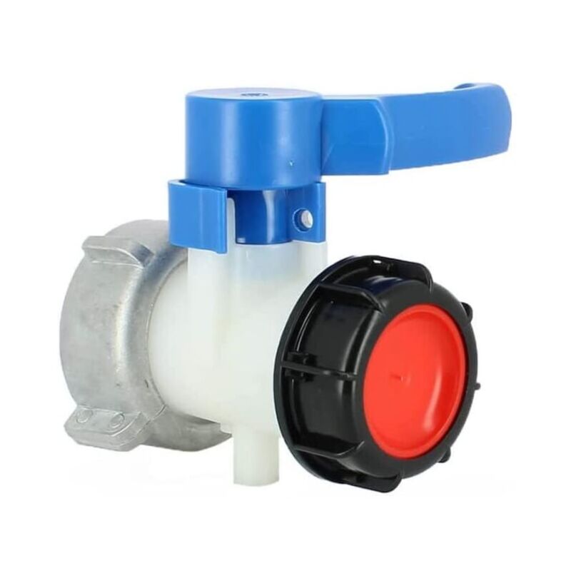 foto del prodotto fortuneville valvola a farfalla sl.gt con dado galleggiante in alluminio per cisterna ibc da 1000 litri, dado s75x6 e uscita s60x6