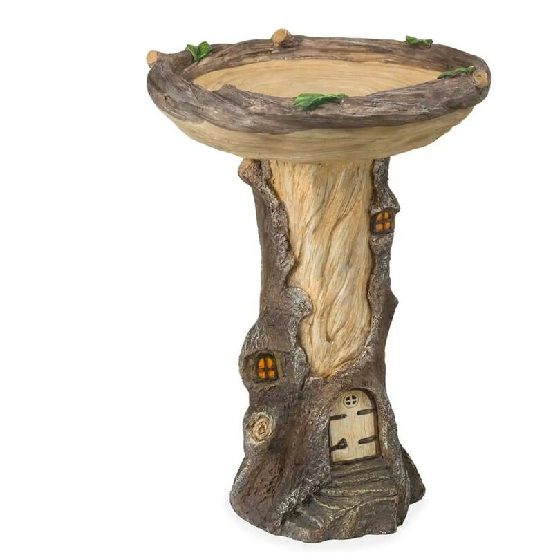 foto del prodotto fortuneville vasca per uccelli da giardino delle fate a grandezza naturale con casa delle fate in miniatura in un ceppo di albero