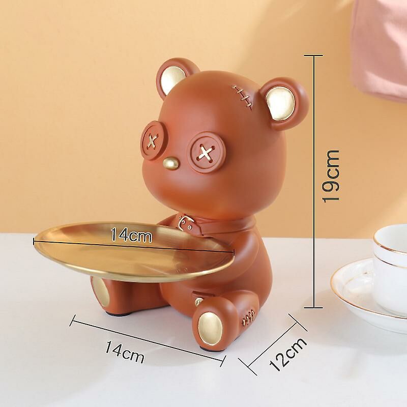 foto del prodotto fortuneville vassoio portaoggetti per chiavi in resina vassoio portaoggetti per figurine orso con bottone in resina ornamento per la casa