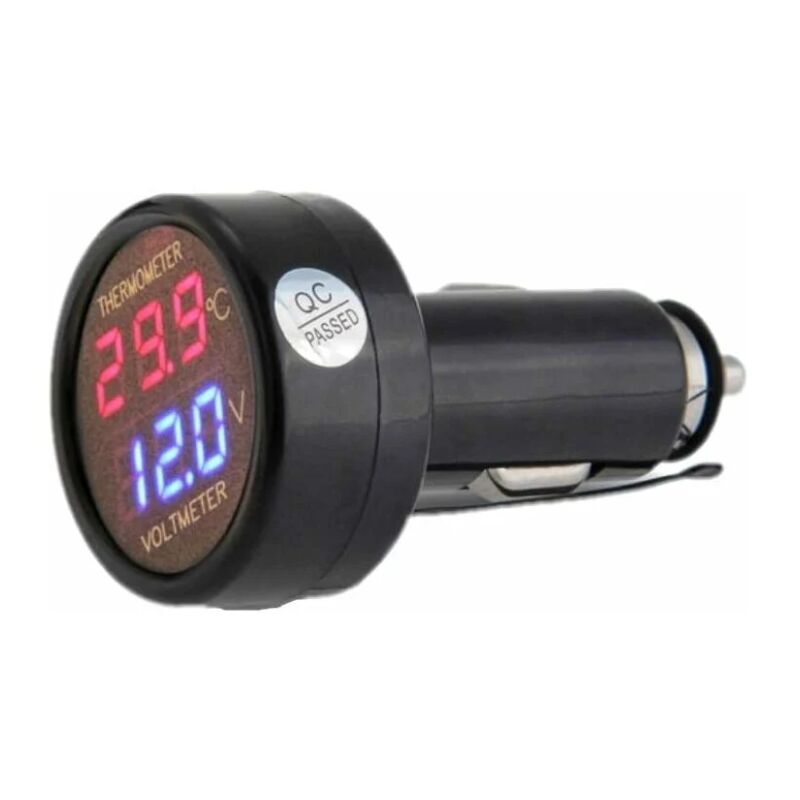 foto del prodotto fortuneville voltmetro e termometro 2 in 1, misuratore di tensione della batteria per auto digitale, misuratore di temperatura, tester di