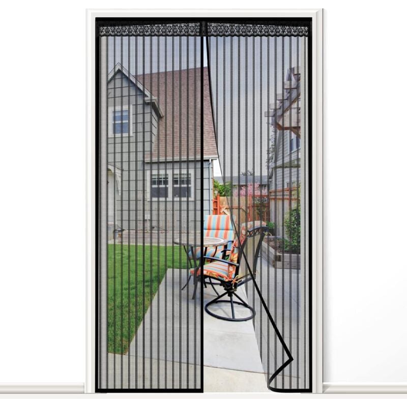foto del prodotto fortuneville zanzariera magnetica 90x210 cm con guarnizione in pizzo e potenti magneti, rete in poliestere resistente, striscia magica a telaio