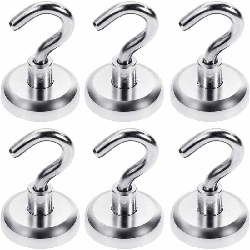 foto del prodotto forza del gancio magnetico 34 kg ganci magnetici al neodimio ganci magnetici extra resistenti 6 pezzi