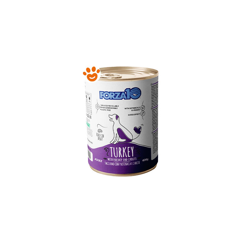 foto del prodotto forza10 dog maintenance adult tacchino con pastinaca e carote dog maintenance adult tacchino con pastinaca e carote lattina da 400 gr
