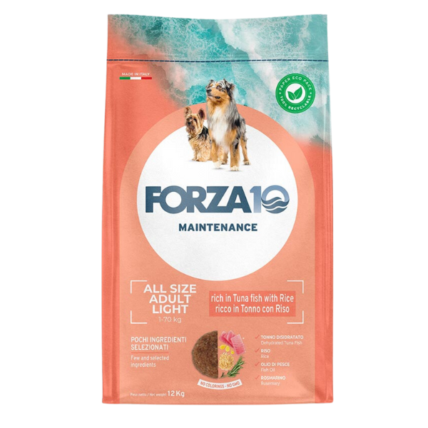foto del prodotto forza10 maintenance light all breeds con tonno e riso 12 kg croccantini per cani 1 ordine scegli lo sconto bzr5 bzr20 200 punti fedelt 