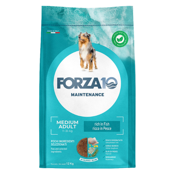 foto del prodotto forza10 maintenance medium adult al pesce - 12 kg - croccantini per cani - 1 ordine scegli lo sconto bzr5 bzr20 200 punti fedeltà