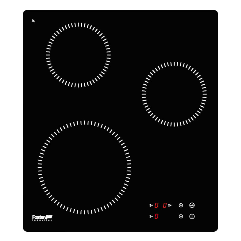 foto del prodotto foster piano cottura a induzione 3 fornelli 45 cm da incasso nero