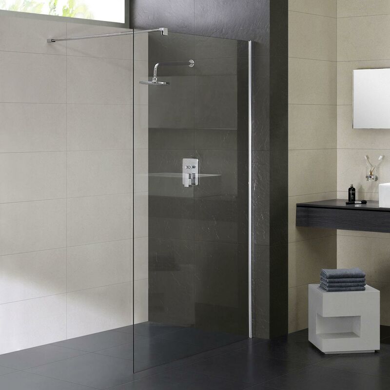 foto del prodotto fosterberg parete doccia walk in in cristallo trasparente 8mm h198 side 110 cm
