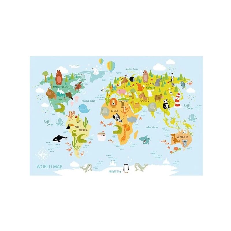 foto del prodotto fotomurale adesivo ""kids map"" in pvc, 312x280 cm