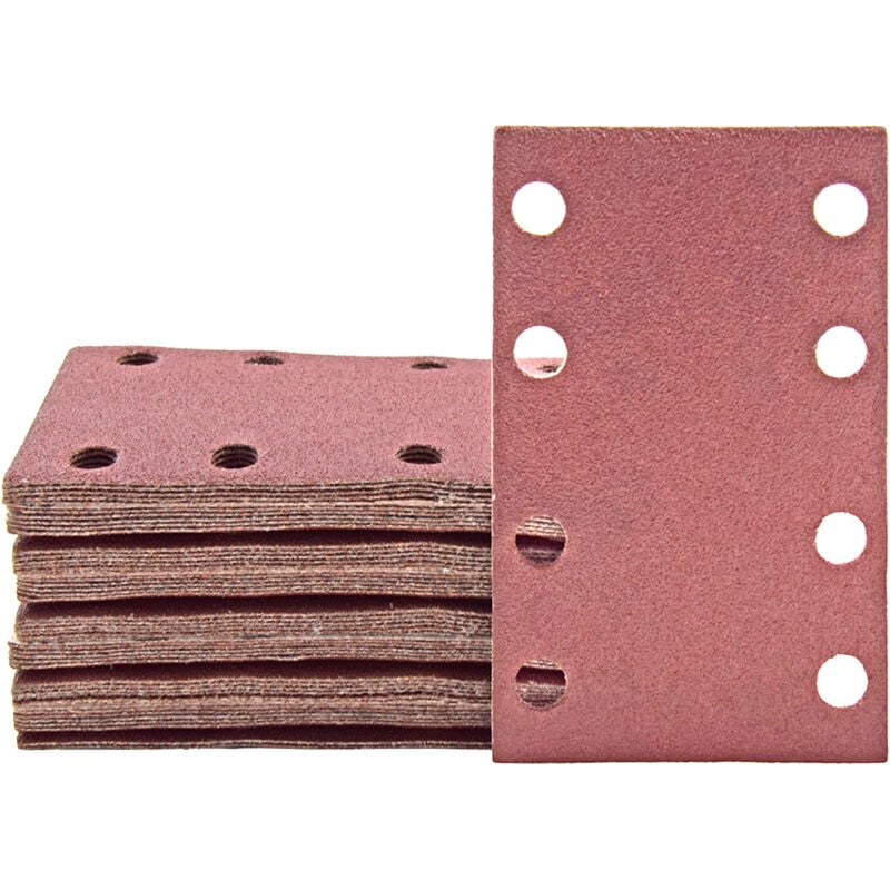 foto del prodotto fox carte abrasive velcrate, 133 x 80 mm, 8 fori, p. levigatrici orbitali, corindone normale 50 pz. g150 miotools